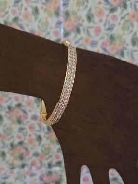 Gold Crystal Pavé Cuff Bracelet - Elegant Women's Jewelry